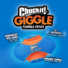 Chuckit! Giggle Fumble lightweight foam core aids easy throws.