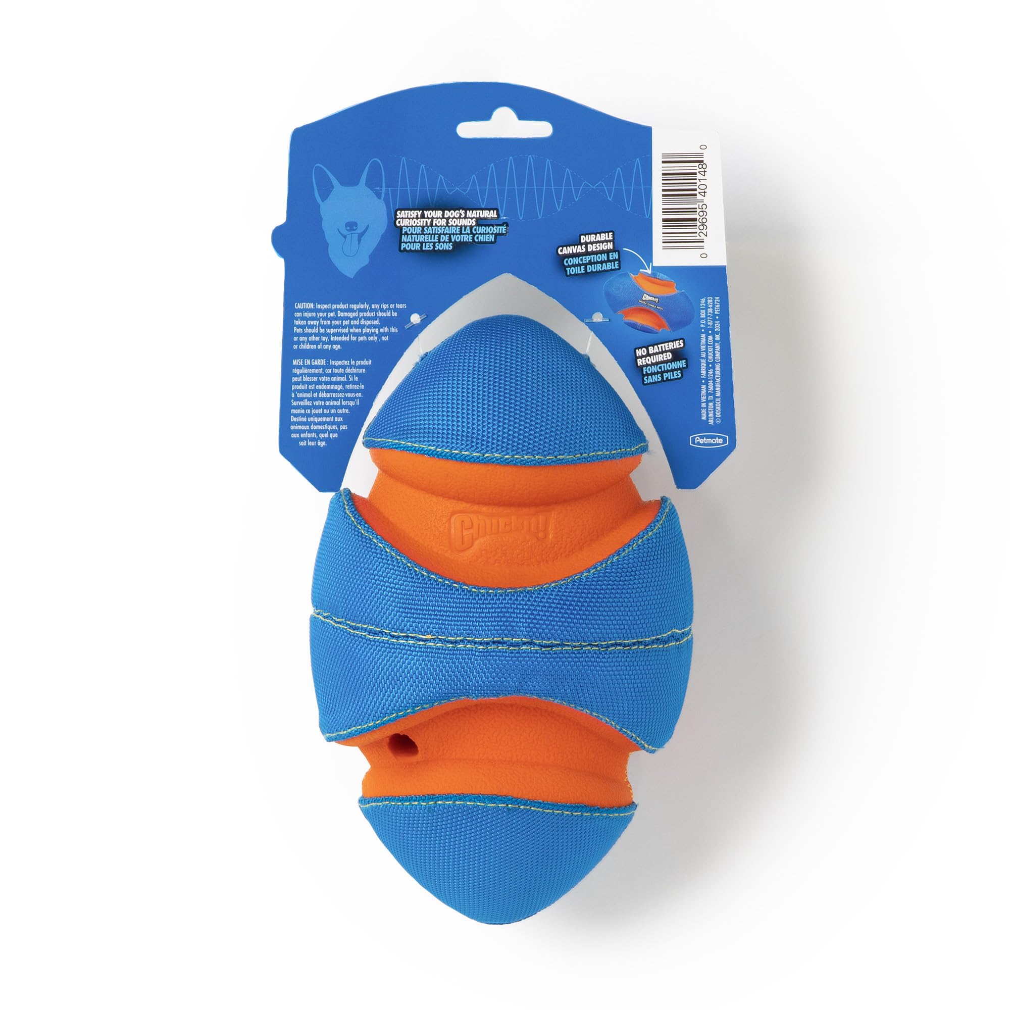 Chuckit! Giggle Fumble ball bounces with giggle sound for lively play.