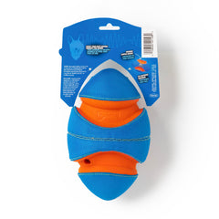 Chuckit! Giggle Fumble ball bounces with giggle sound for lively play.