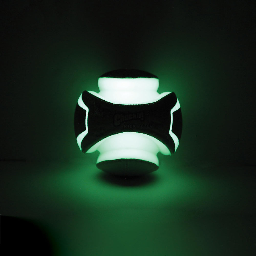 Chuckit! Glow-in-the-Dark ball shines for better visibility during outdoor play