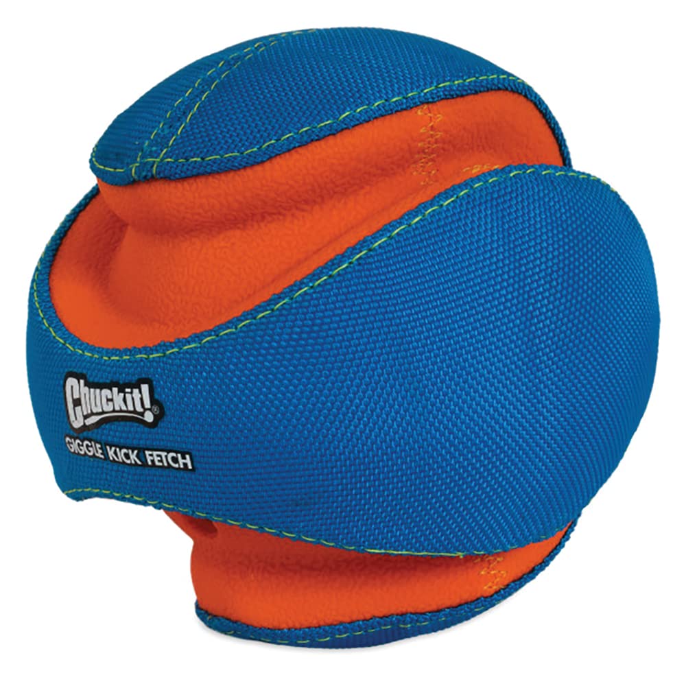 Chuckit Kick Fetch ball floats in water for versatile indoor and outdoor play.