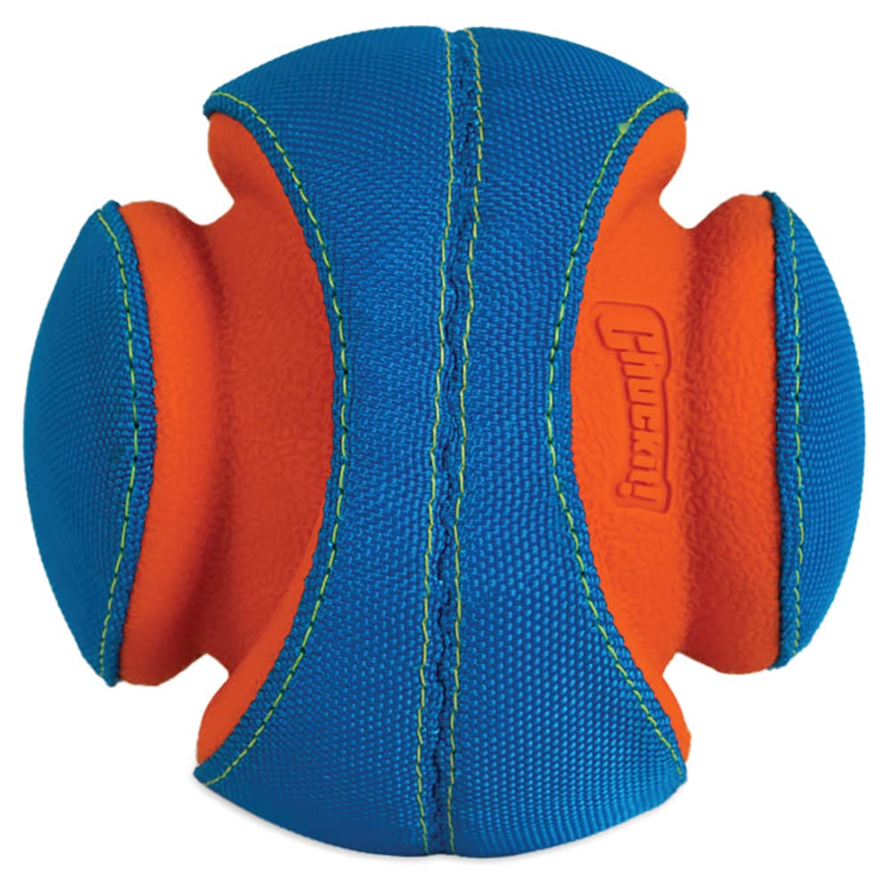 Chuckit Kick Fetch ball's high-visibility colors aid locating outdoors.