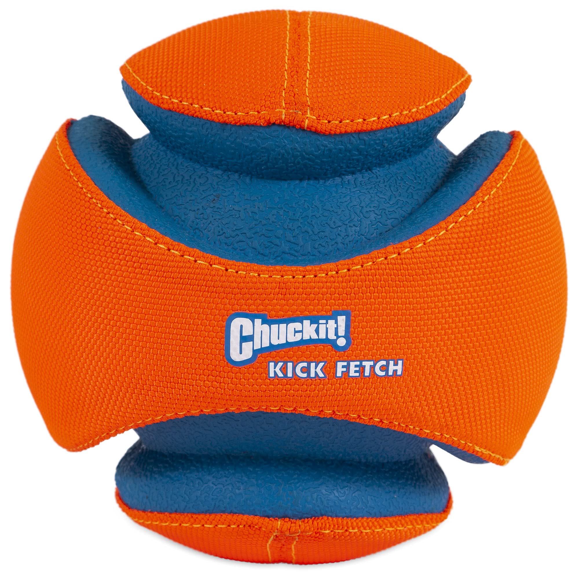 Chuckit! Kick Fetch Ball small easy-pickup, helps dogs grab it quickly for retrieval.