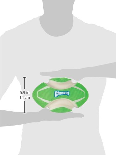 Chuckit! Max Glow floats in water for lakeside or pool play visibility.