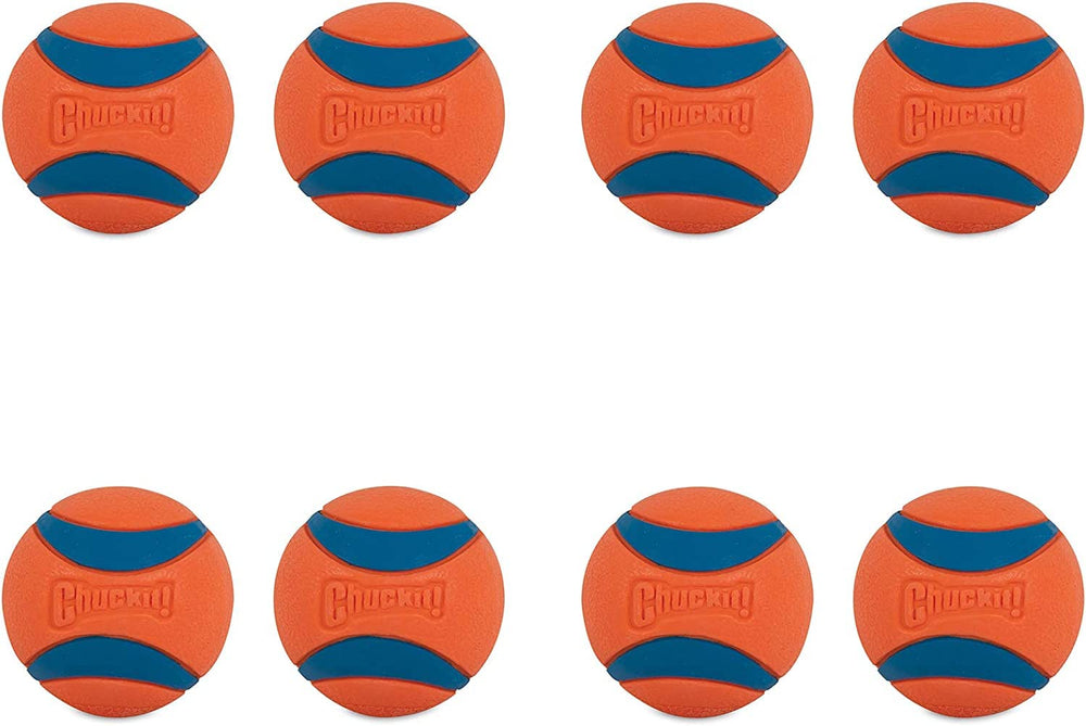 ChuckIt! Ultra Ball 8-count in bright orange-blue, ready for fetch play