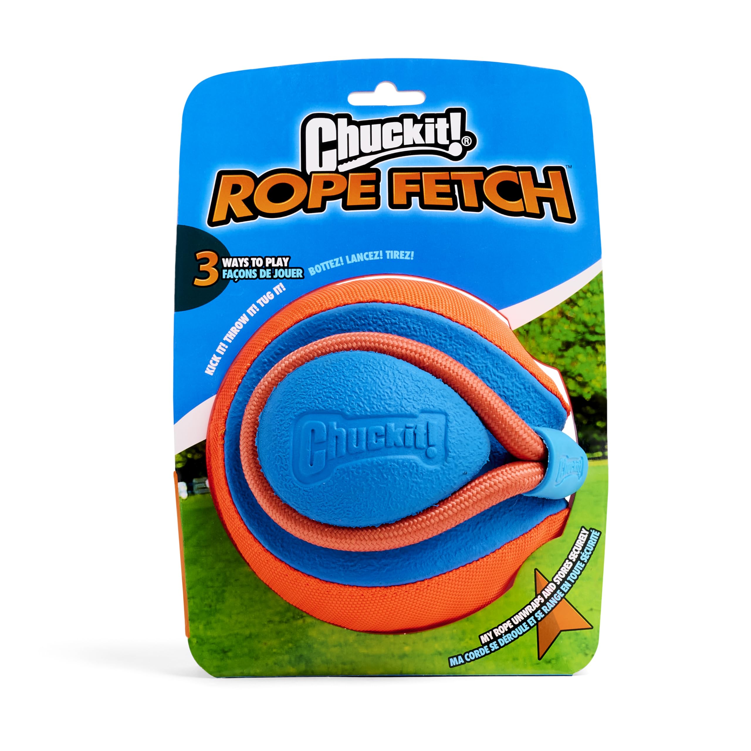 Chuckit! Rope Fetch durable EVA core and Oxford fabric for outdoor use.