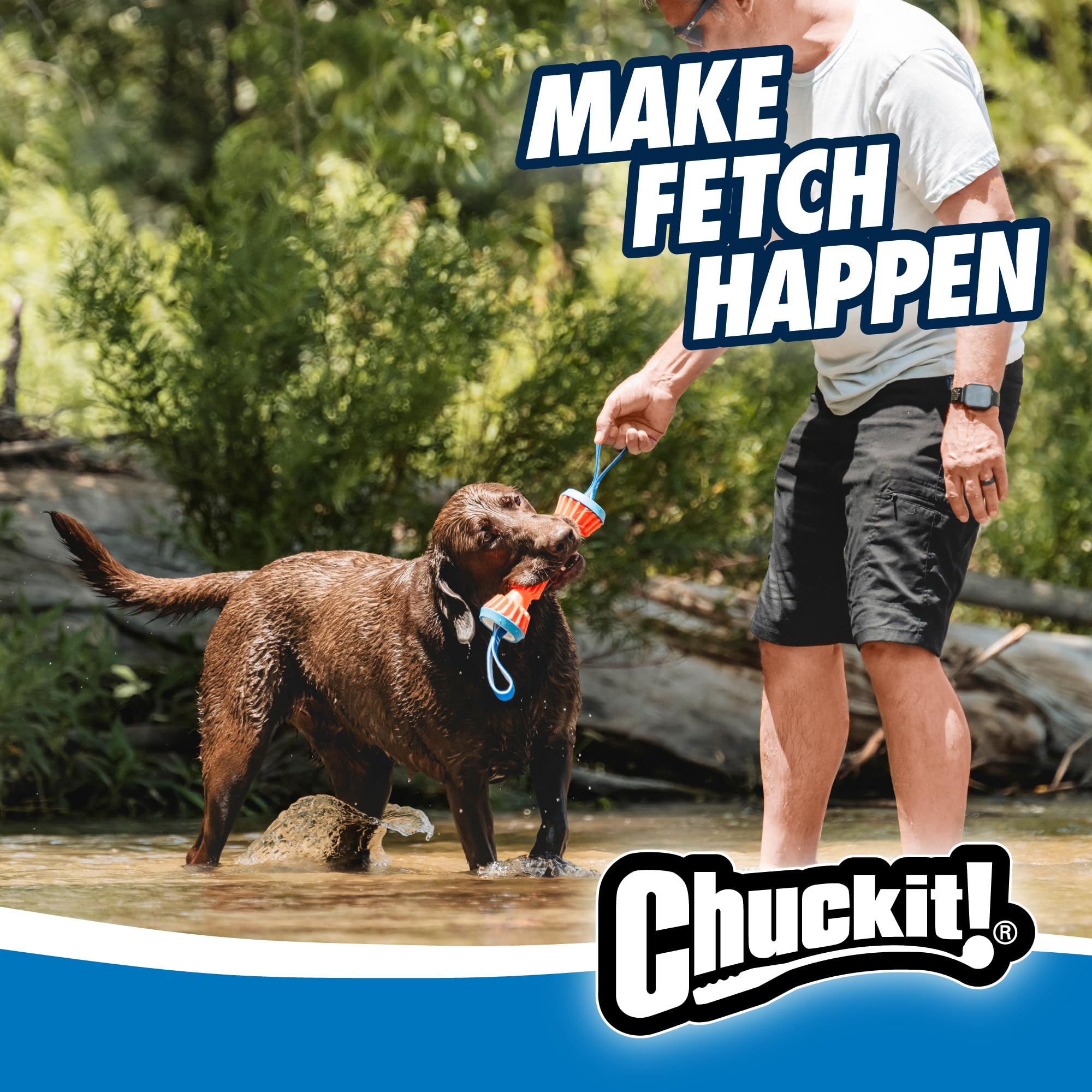 Chuckit Rugged Bumper with TPR ridges enhances grip for retrieval