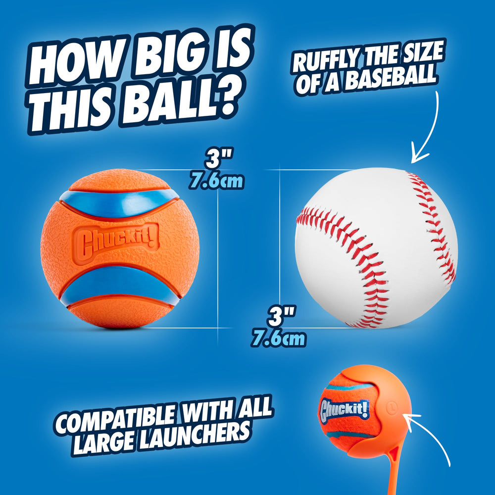 Chuckit Ultra Ball Large—textured surface aids grip during mid-air catches.