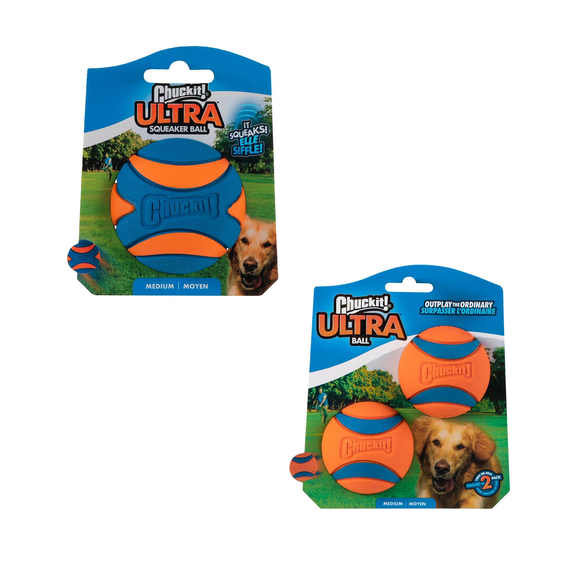 Chuckit! Ultra Ball floating on water, perfect for splashy fetch sessions.