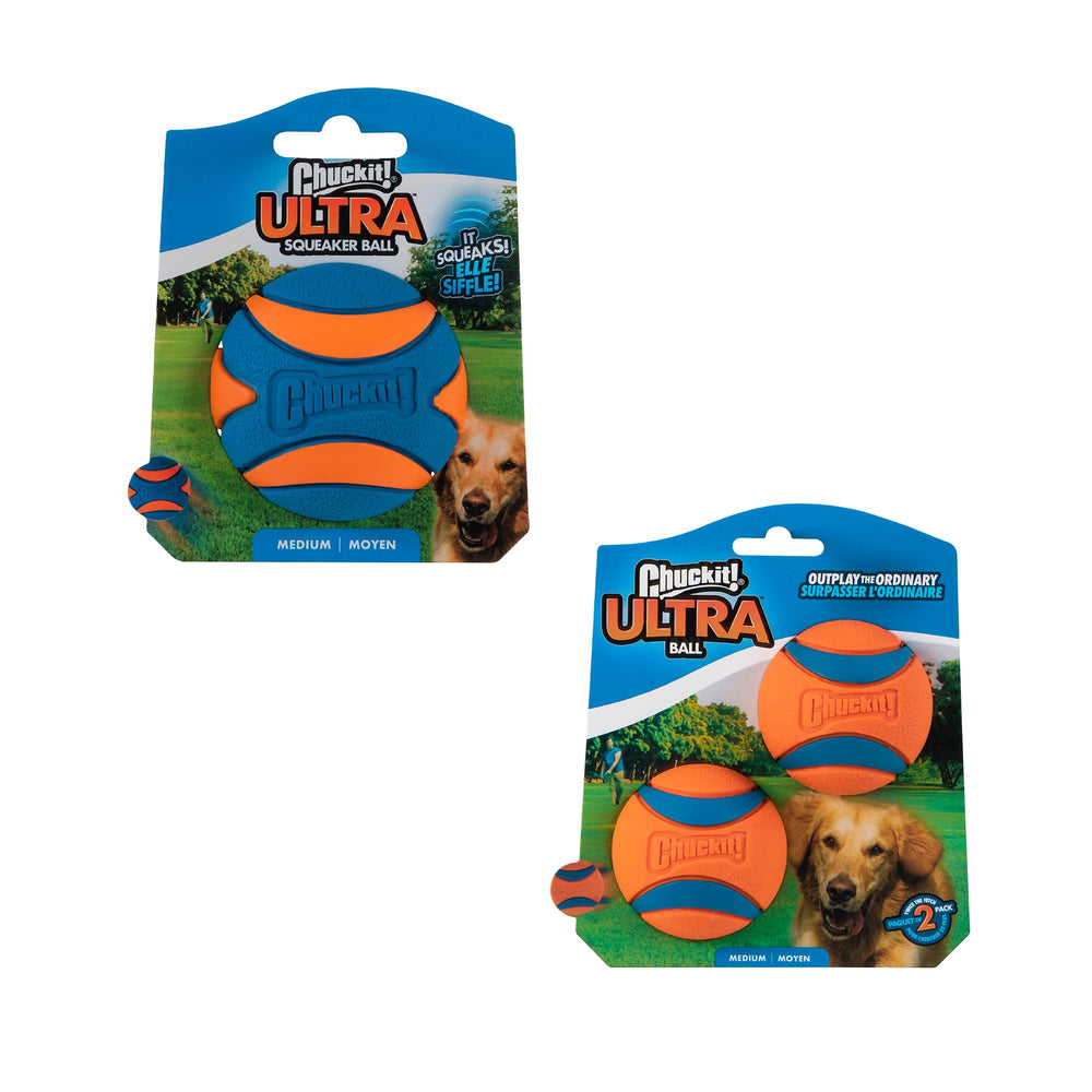 Chuckit! Ultra Ball floating on water, perfect for splashy fetch sessions.