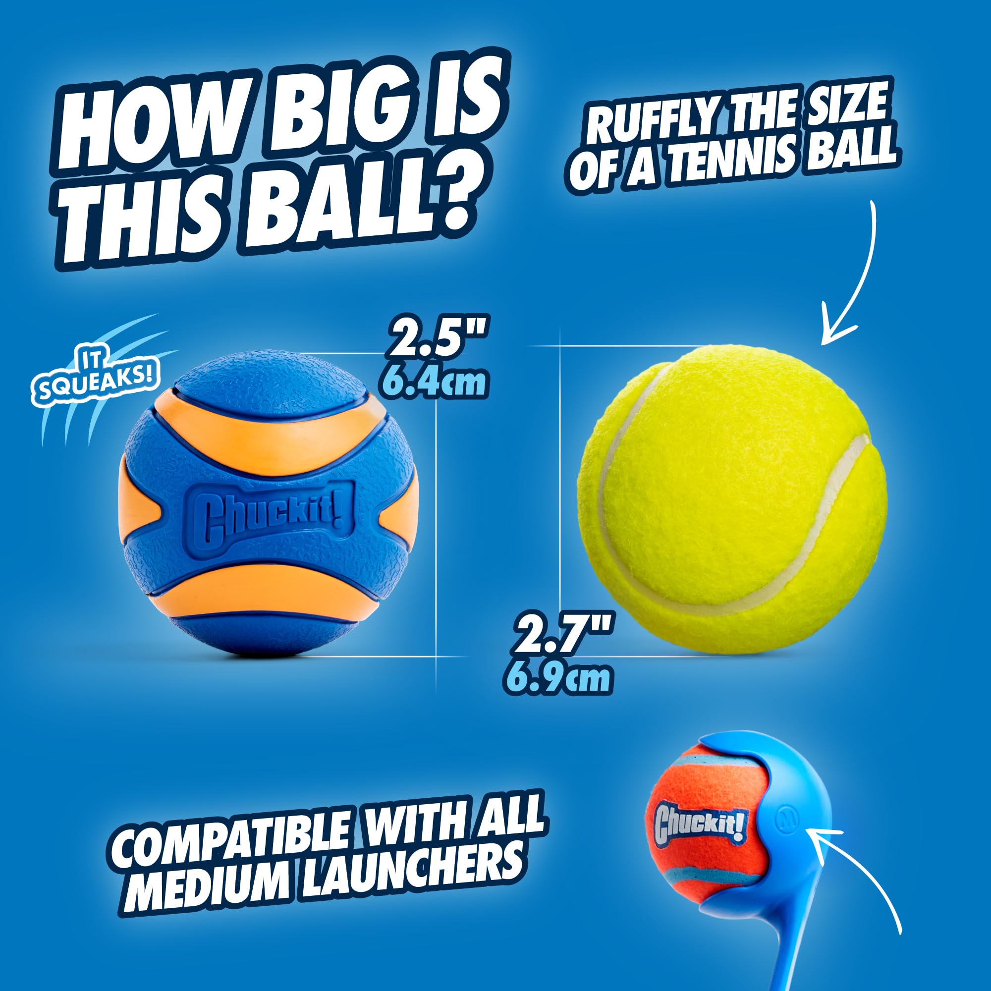 Chuckit! Ultra Ball size 2.5 inches for breeds 20-60 lbs.