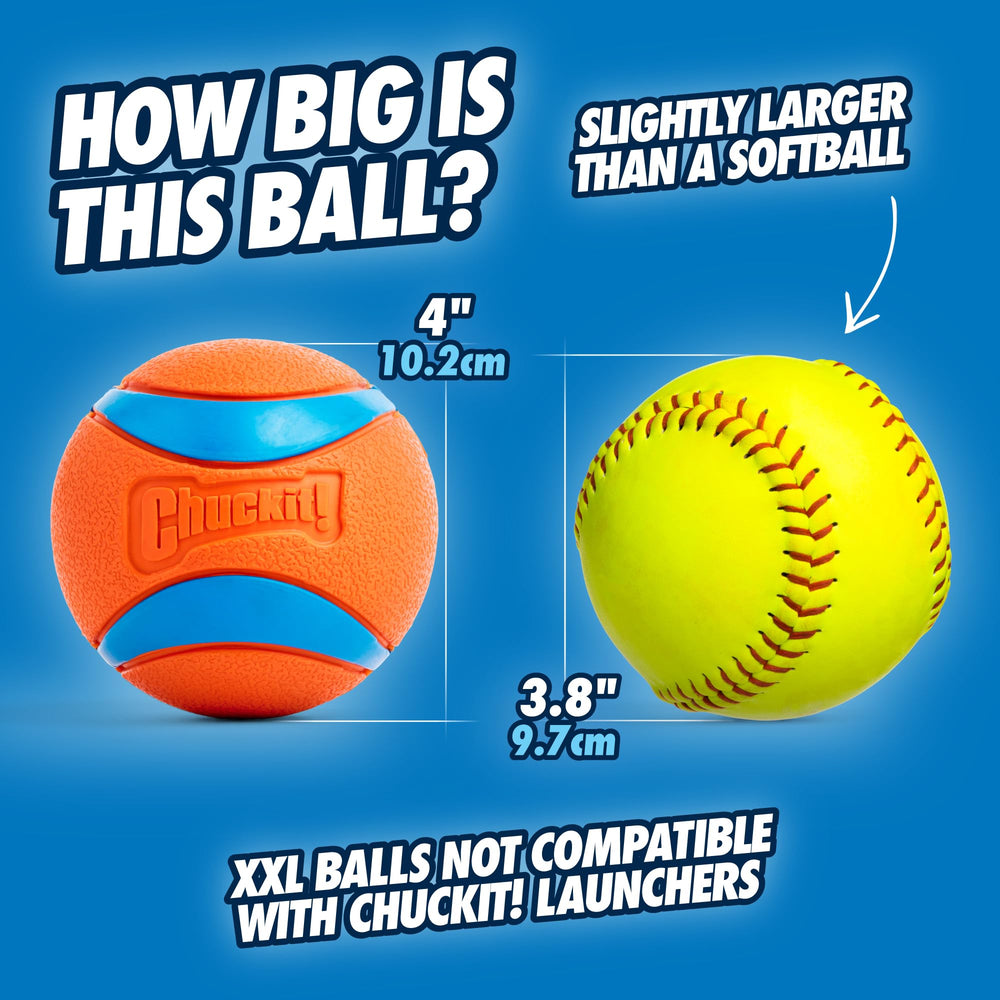 Chuckit Ultra Ball XXL delivers fierce bounce for exciting fetch sessions.