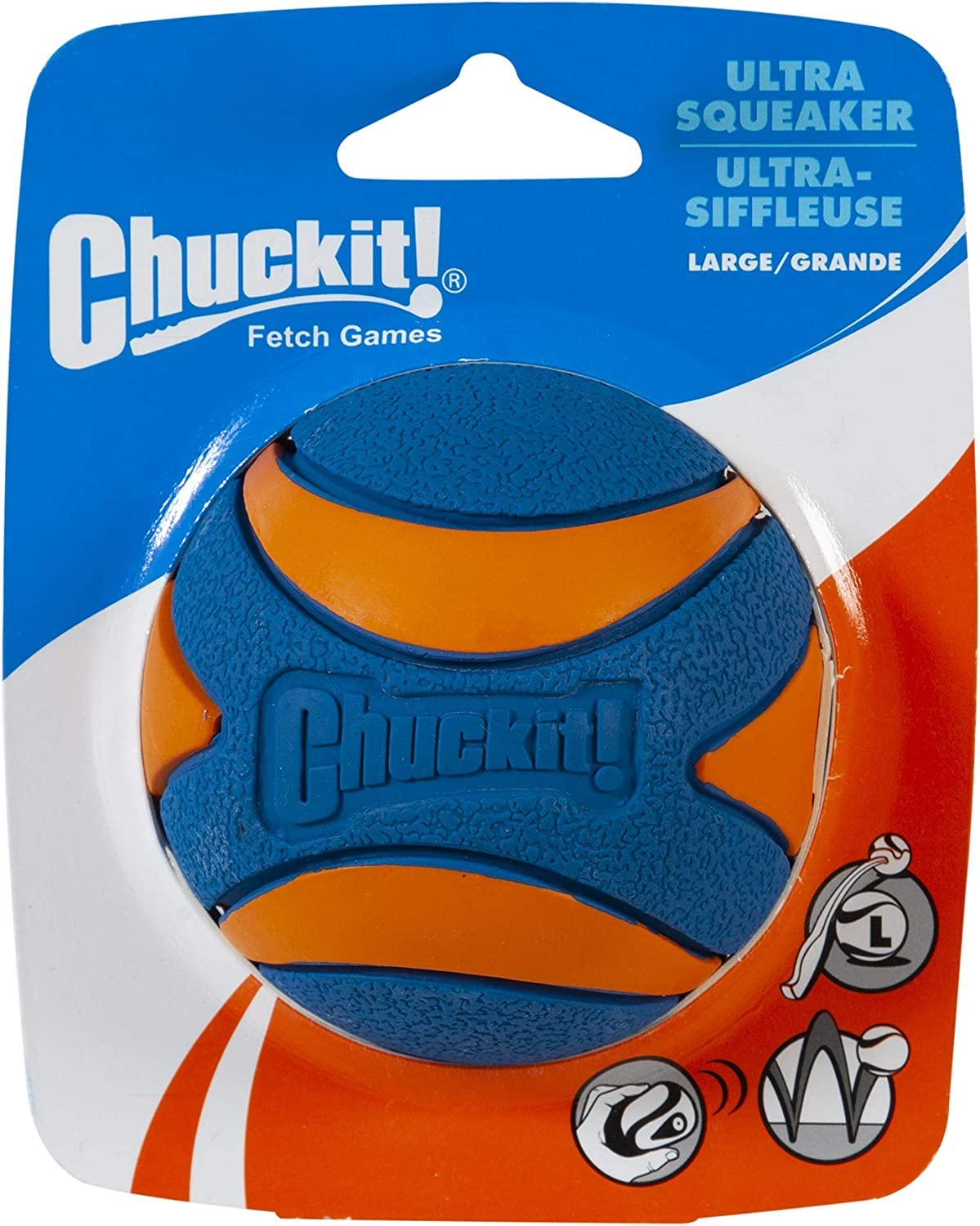 Three Chuckit! Ultra Squeaker Balls in one pack for extended play.
