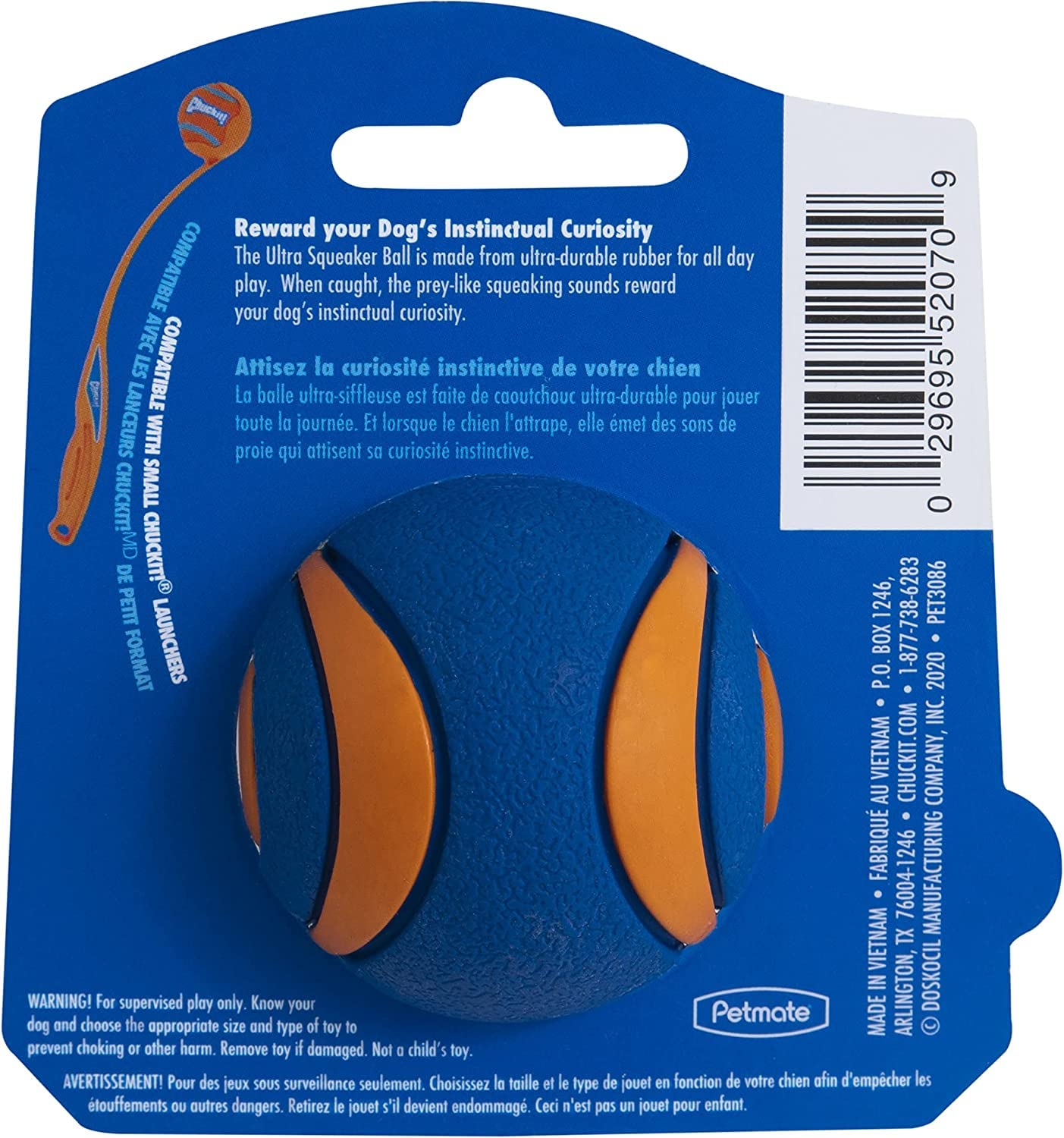 Chuckit! Ultra Squeaker Ball small with textured grip for play.