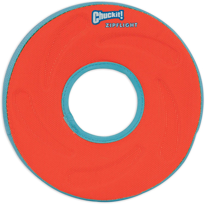 Chuckit Zipflight 8-inch amphibious ring two-pack front view for visibility during fetch.
