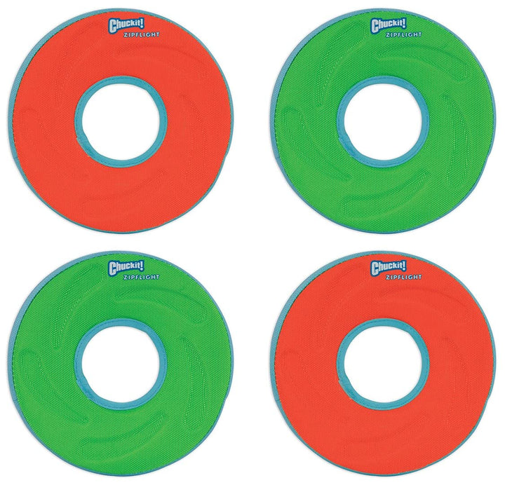 Chuckit Zipflight Amphibious Ring in air for high-visibility fetch and water play