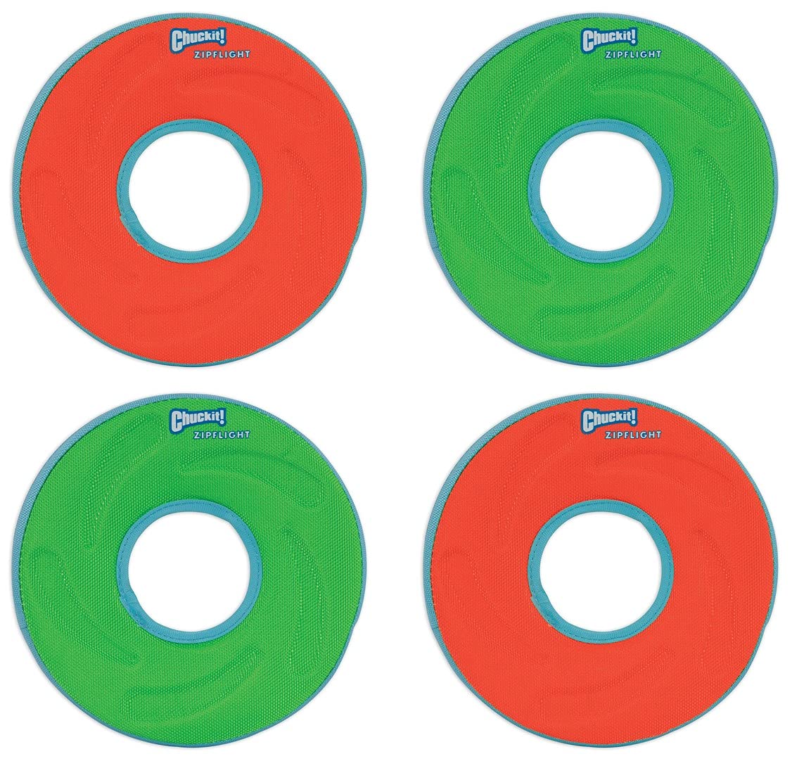 Chuckit Zipflight Amphibious Ring in air for high-visibility fetch and water play