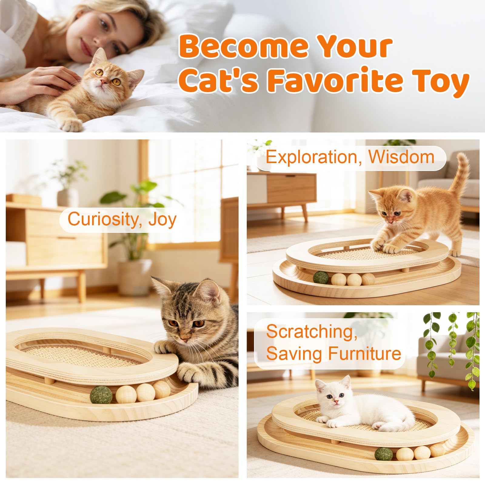 Chuiendi cat scratcher ball track promotes active chasing and engagement