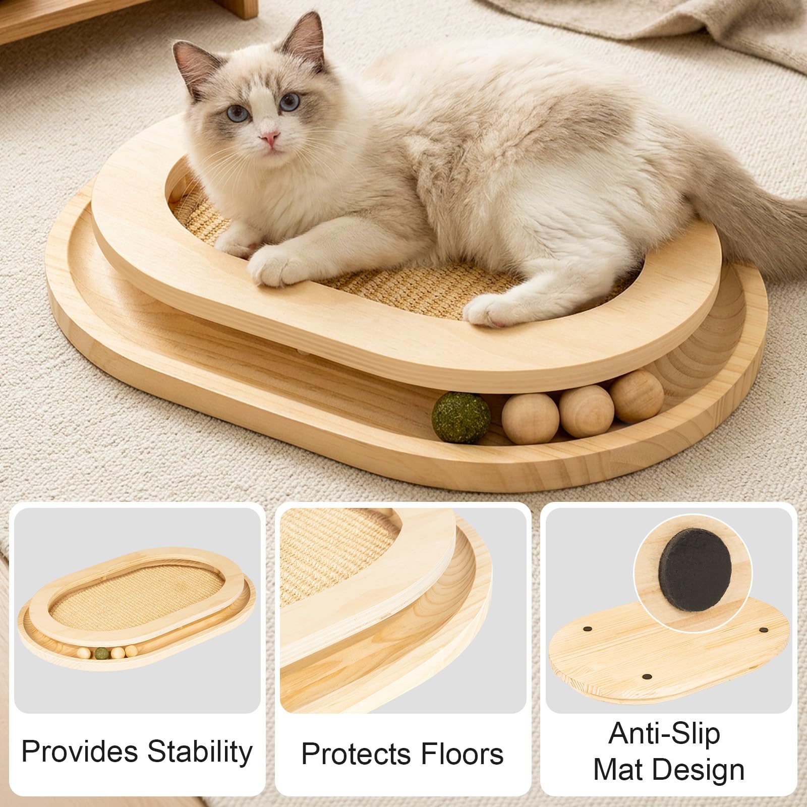 Chuiendi size L scratcher gives adult cats room to stretch.