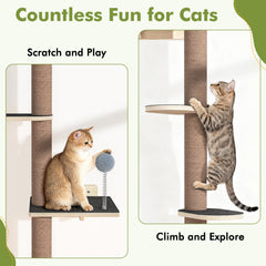 Chuiendi cat tree with sisal posts provides tactile climbing surfaces.