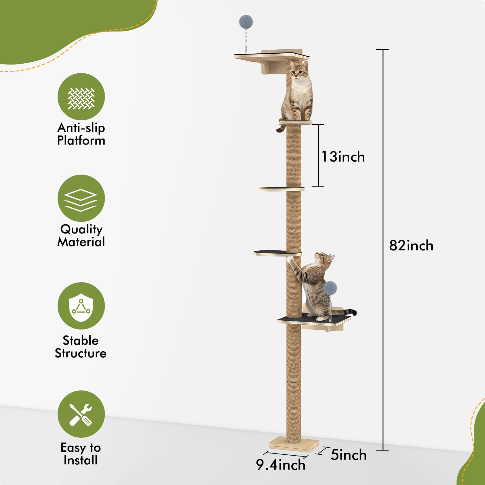 Chuiendi cat tree wall mount with angled corner installation for flexible placement.