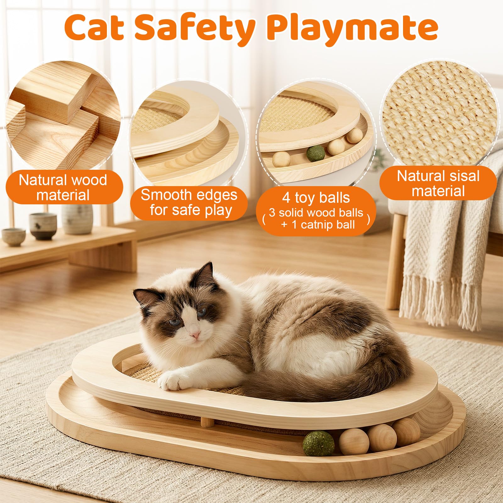 Chuiendi interactive wooden track with balls promotes chasing and coordination.