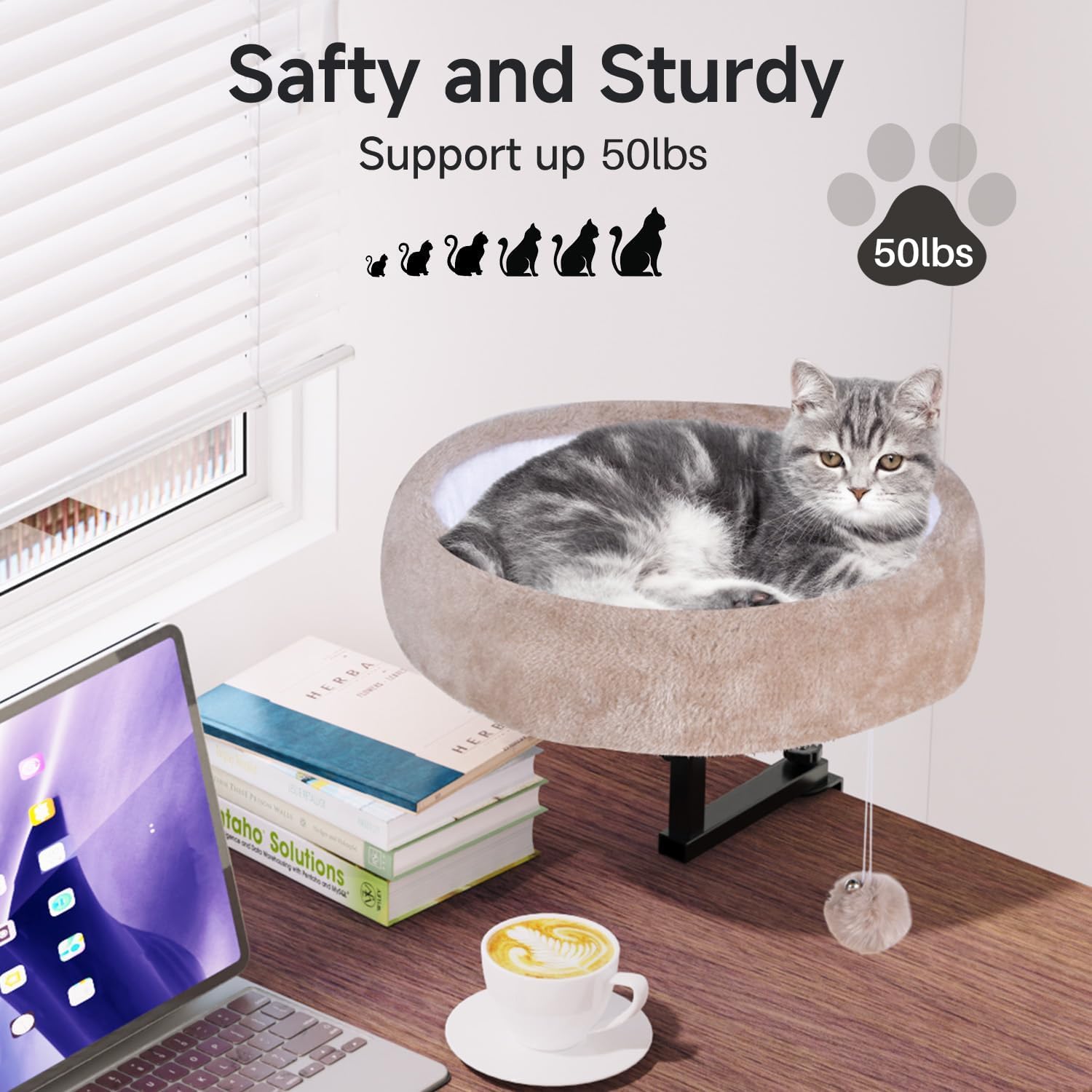 Chumajor Cat Desk Bed adjustable height suited to desk setup