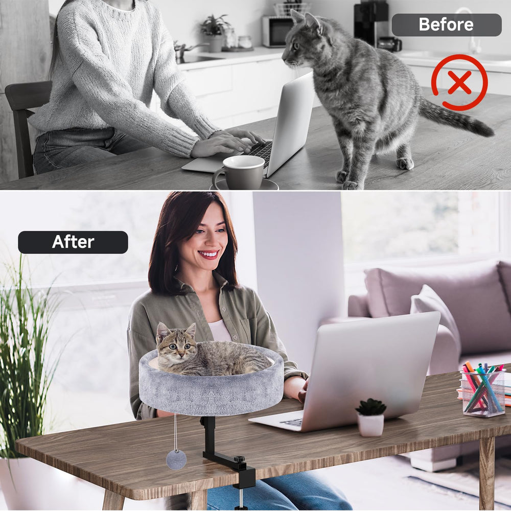 Chumajor cat desk bed adjustable height for customized comfort at your desk.