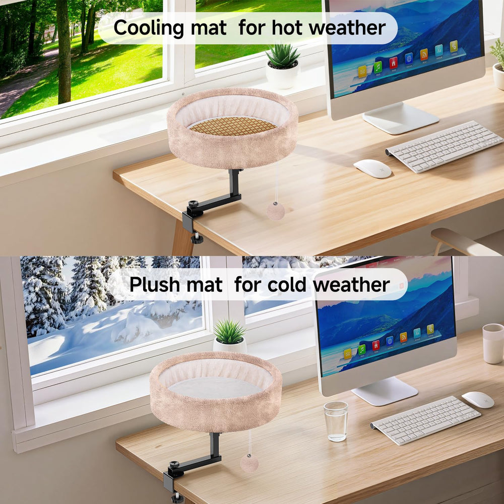 Chumajor Cat Desk Bed plush faux fur close-up for comfort