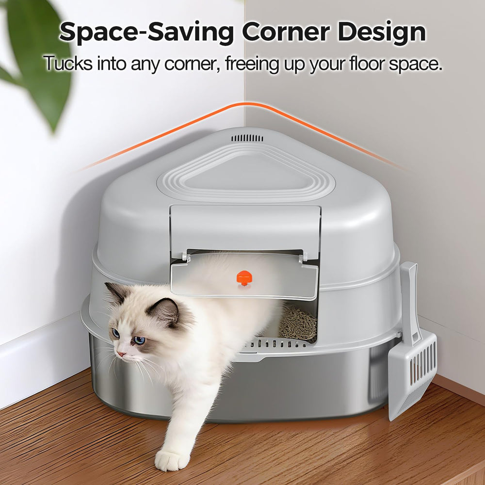 Chumajor stainless steel litter box shows durability and easy cleaning for busy households.