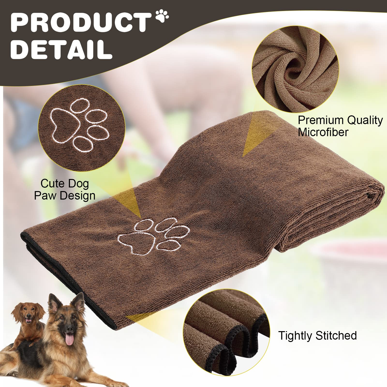 Chumia 16x32 inch towel provides full-body coverage for most pets.