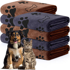 Chumia 8pc dog towels in brown and gray for quick bath drying.
