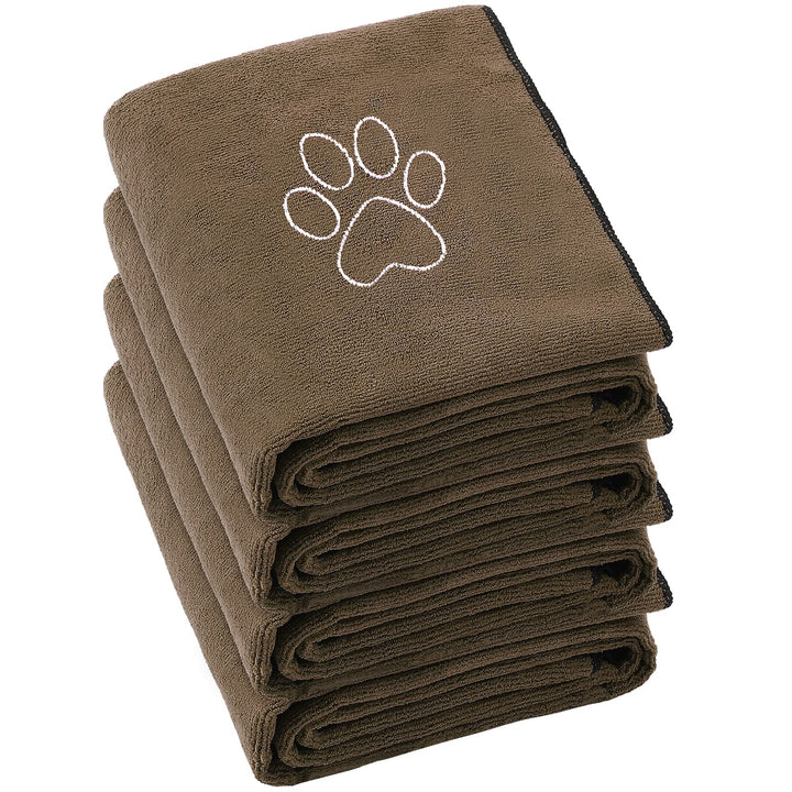 Chumia dog towel with paw embroidery for stylish, durable drying after baths.