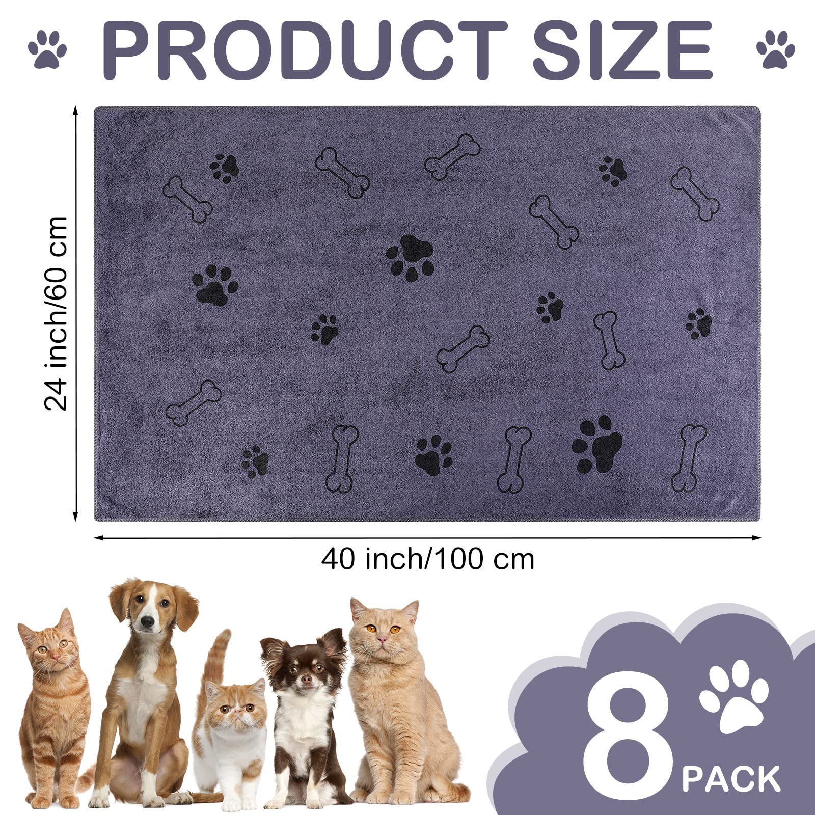 Chumia dog towel paw print design dries paws gently while absorbing moisture.