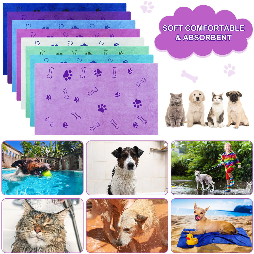 Chumia paw and bone-print towels add cute, pet-friendly design for bath time.