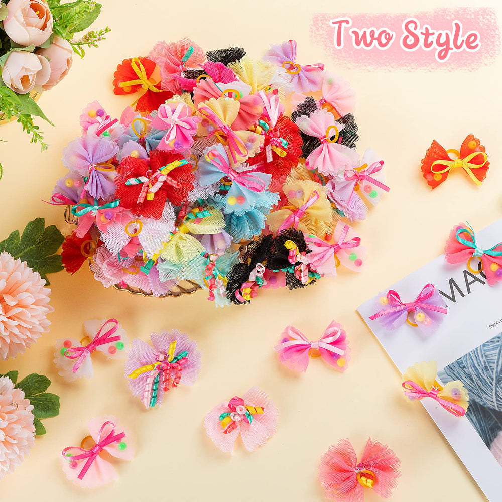 Lightweight bows with rubber bands for secure wear.