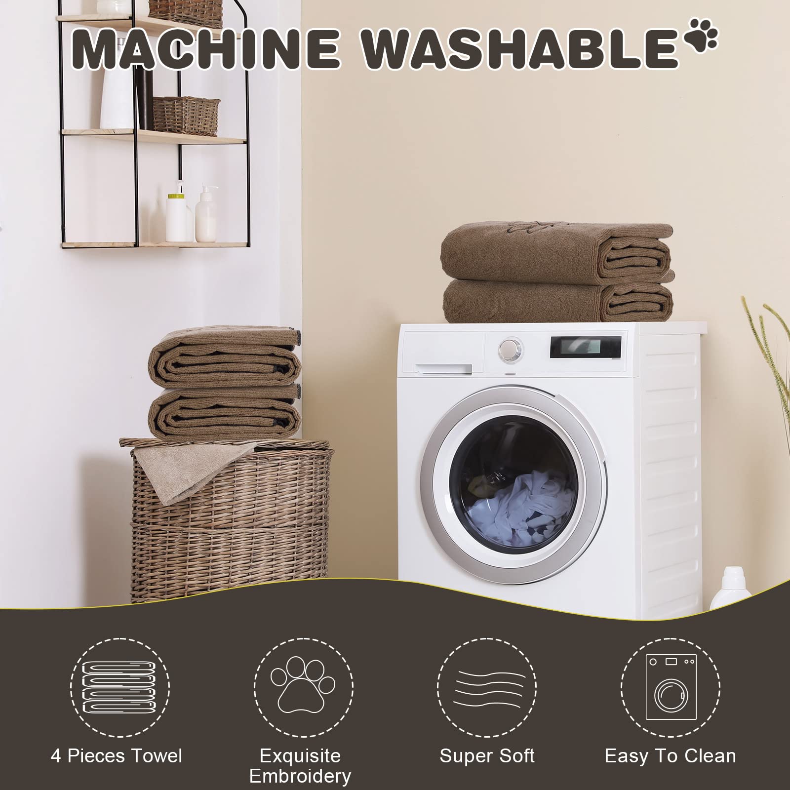 Chumia paw-embroidered towel adds charm while drying fur.