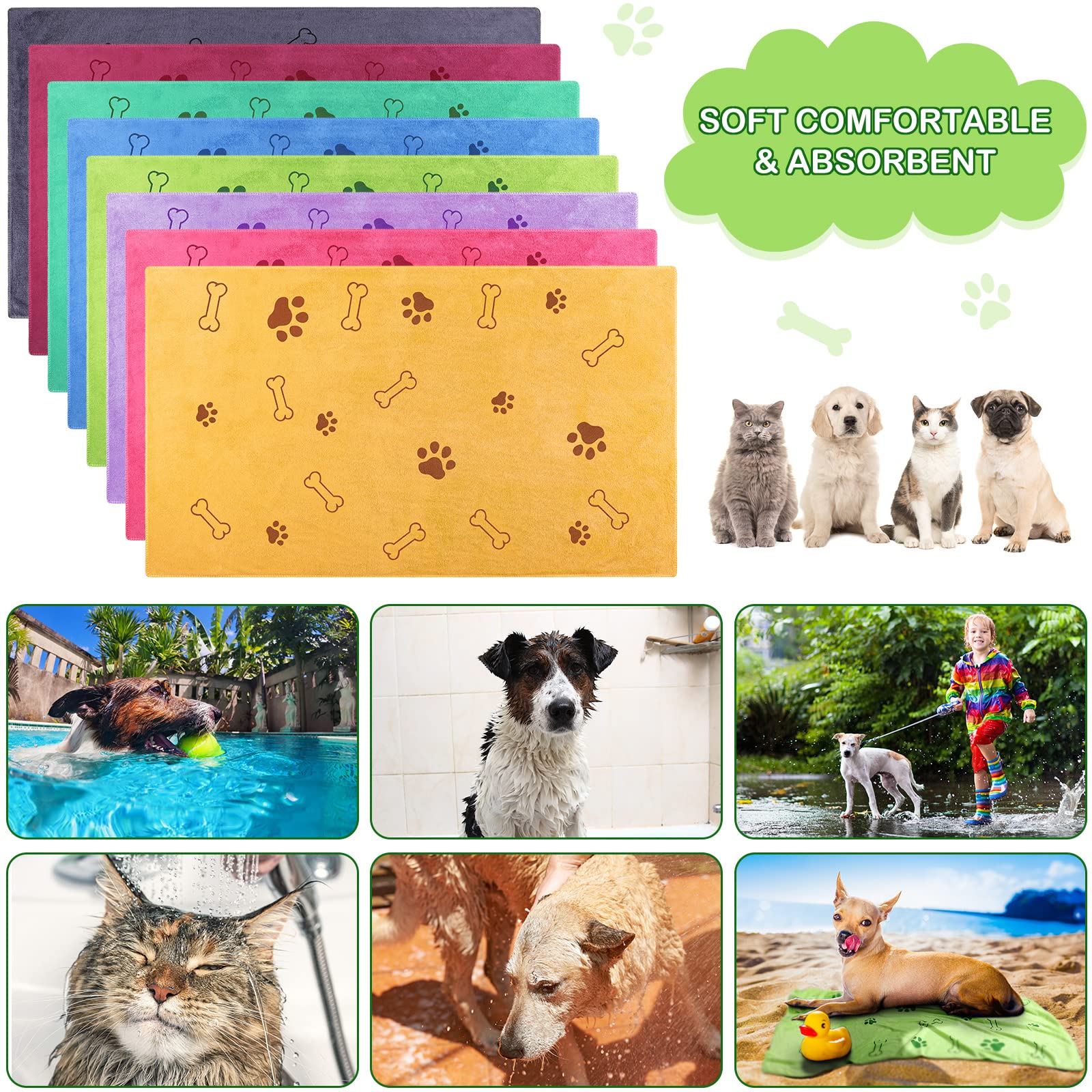 Chumia paw-print towel ideal for grooming sessions and home use