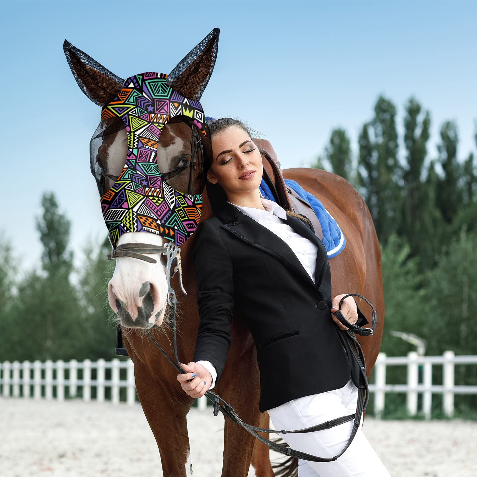 Chunful durable fly mask for riding, turnout, and lessons.