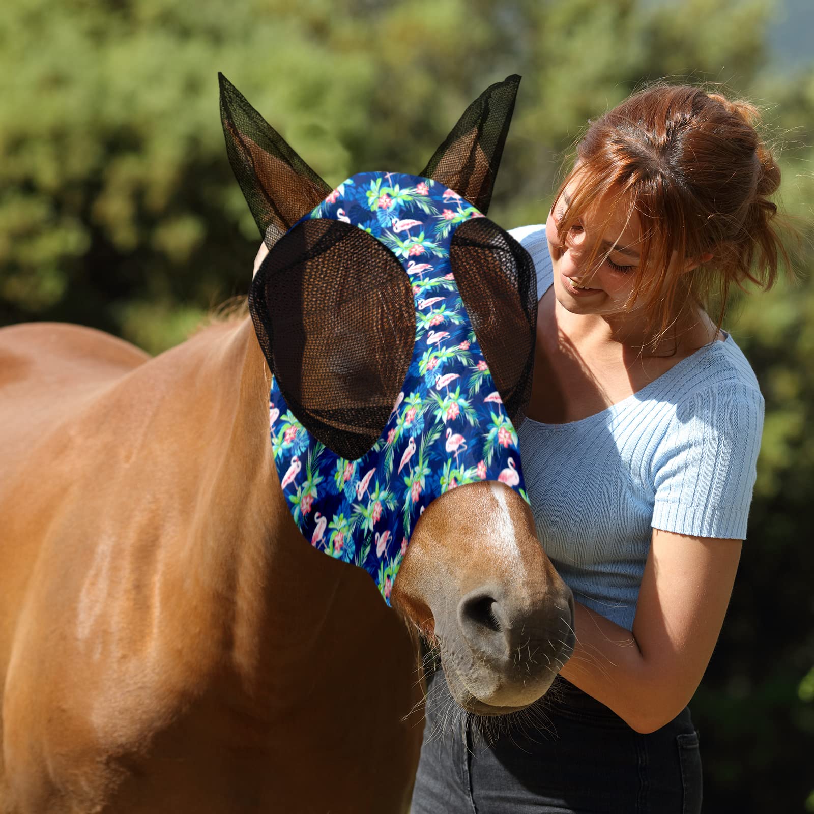 Chunful flamingo large fly mask set ready-to-use for daily training