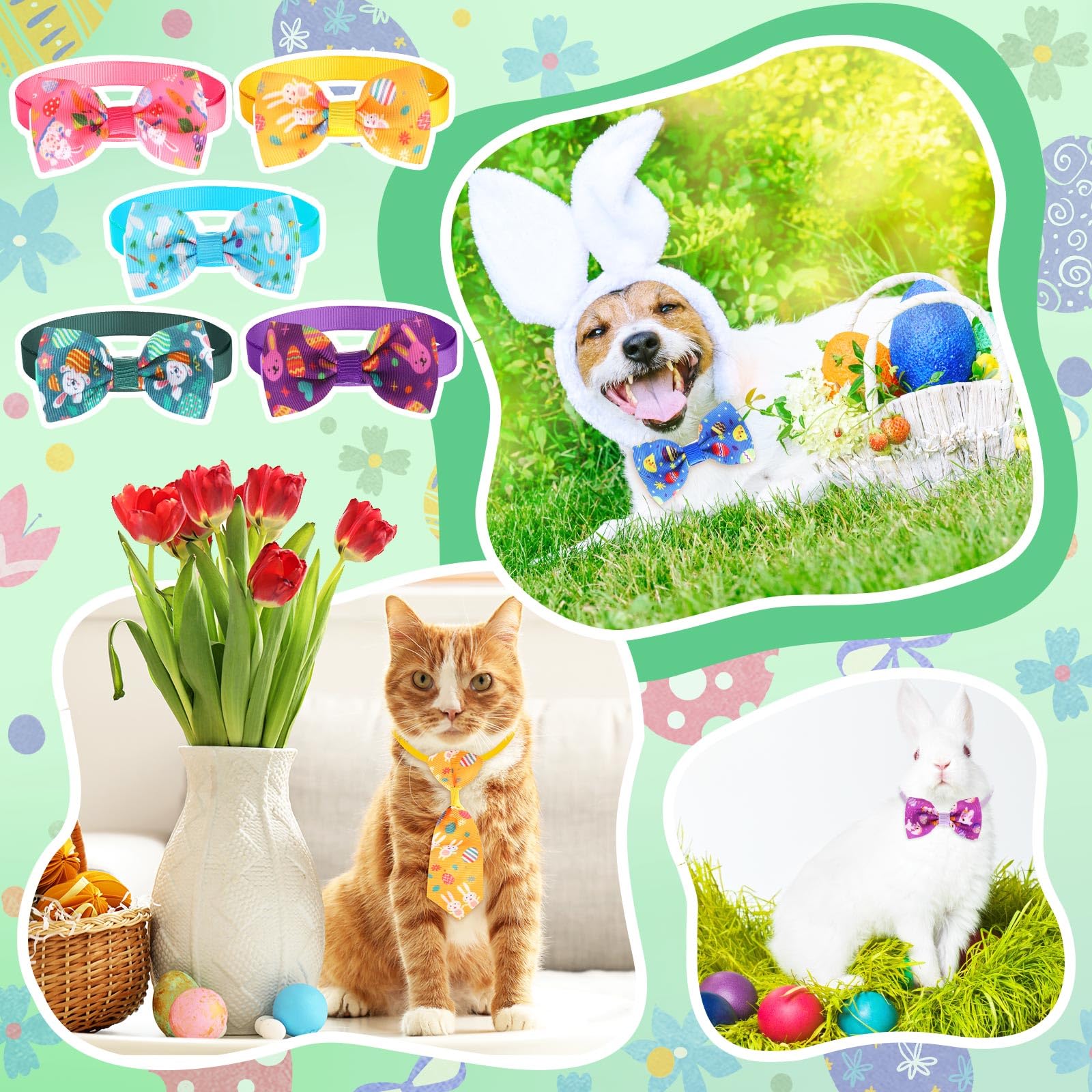Chunful flower pattern necktie—versatile pet accessory for daily wear and photos.