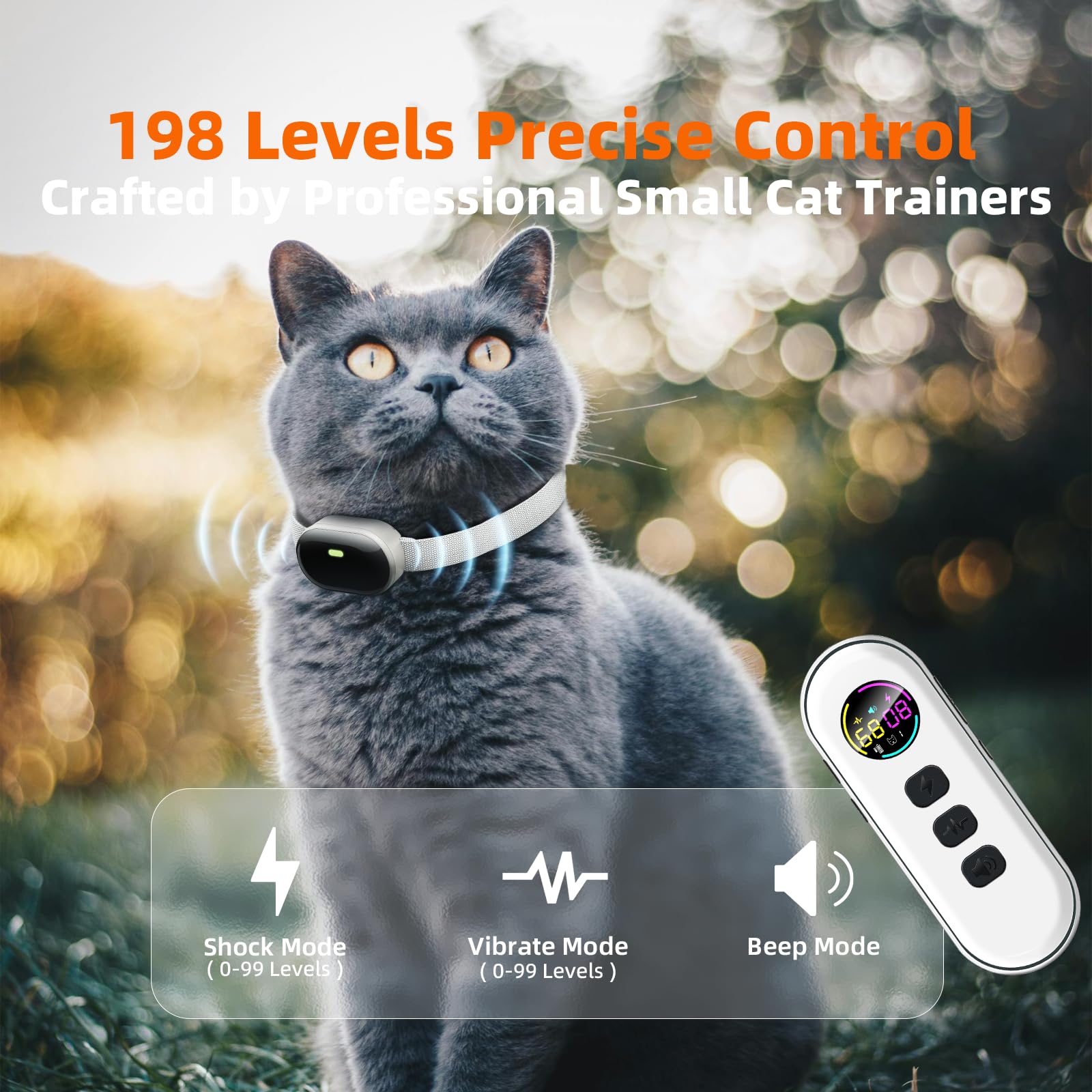 Chupolik shock collar control panel highlights 198 training levels and modes.