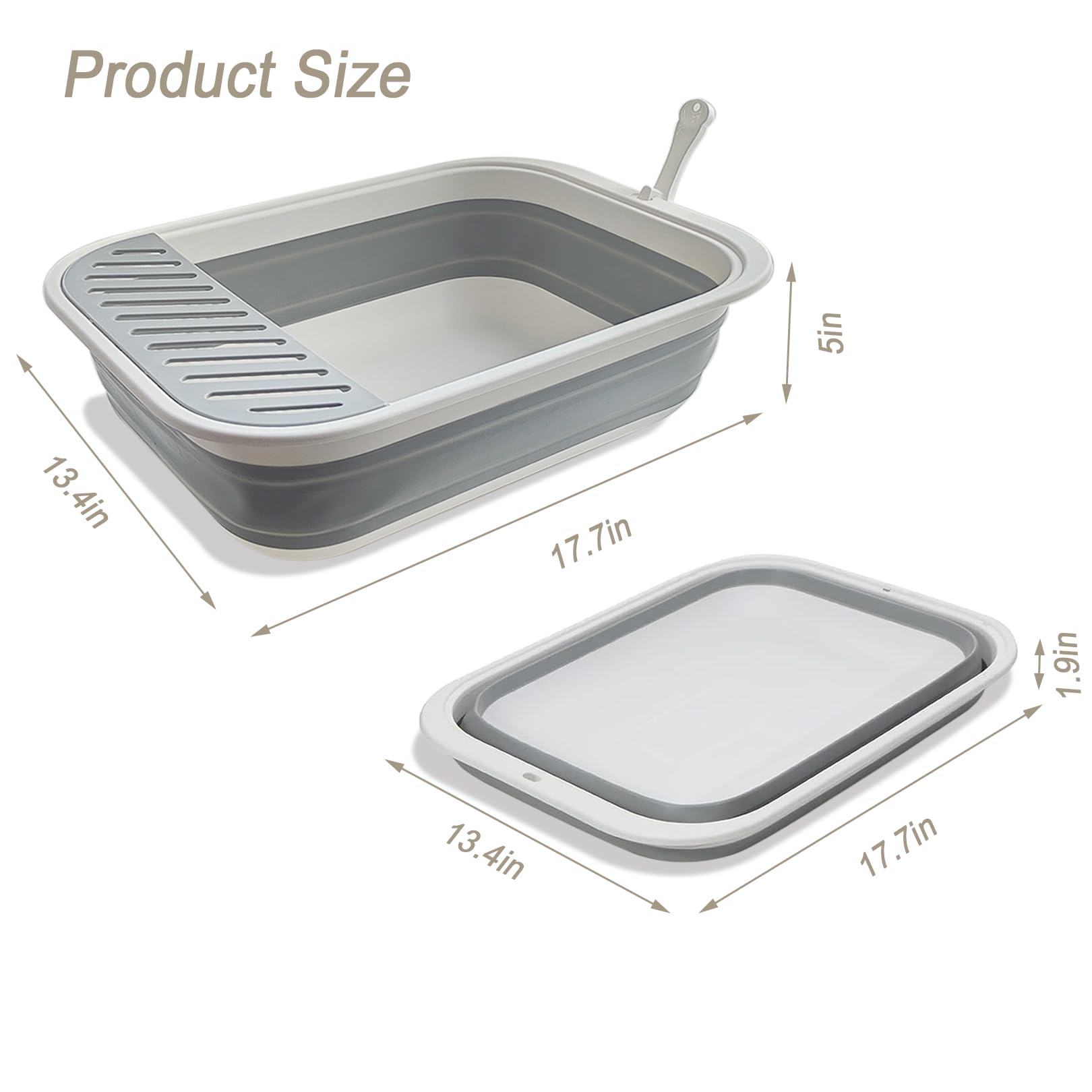Chuyouan collapsible kitten litter box folded profile for compact storage and travel.