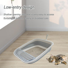 Chuyouan low entrance kitten litter box eases access for young or elderly cats.