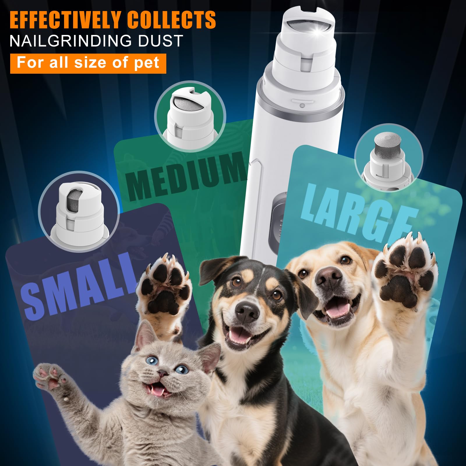 Chwwen Dog Nail Grinder 2-Speed Switch, adaptable to different pet sizes.