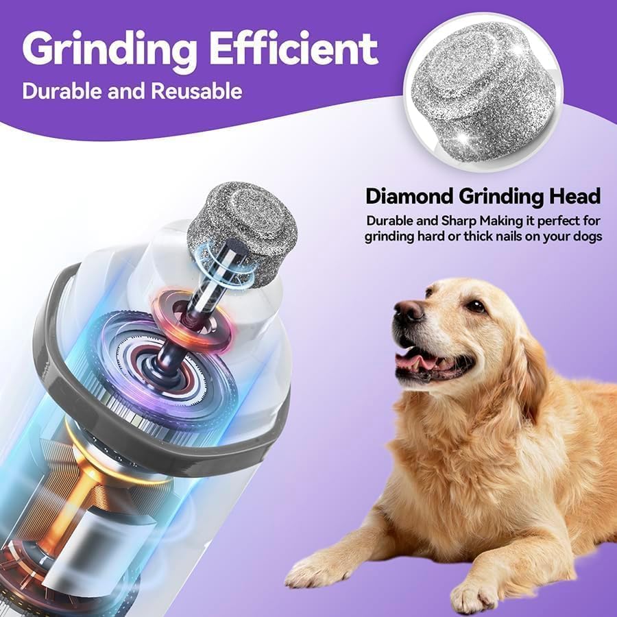 Chwwen dog nail grinder with LED light for clear visibility during trimming.