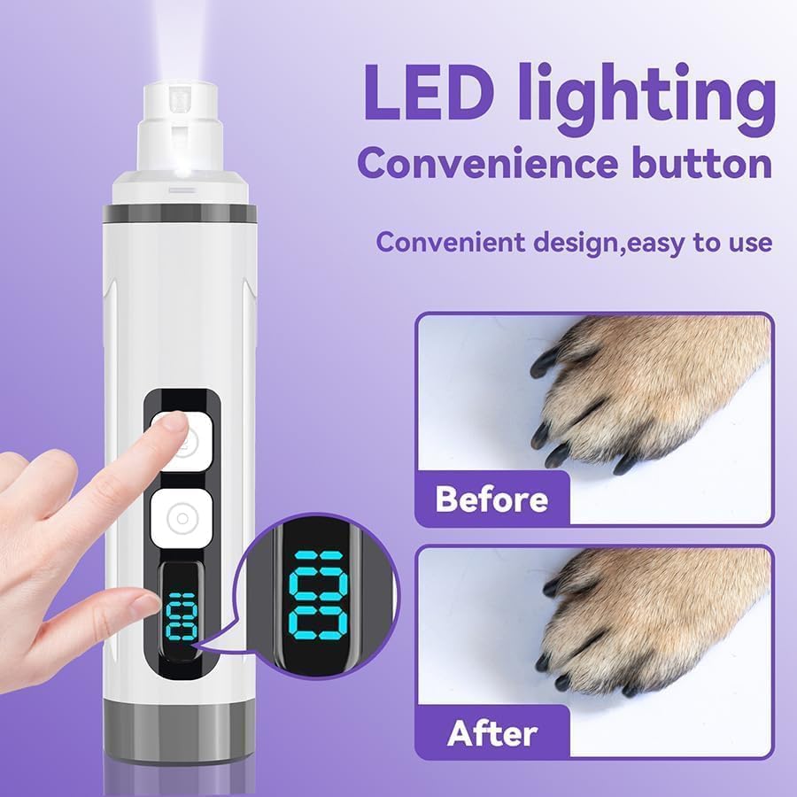 Chwwen nail grinder two-speed settings for puppies and thick nails.