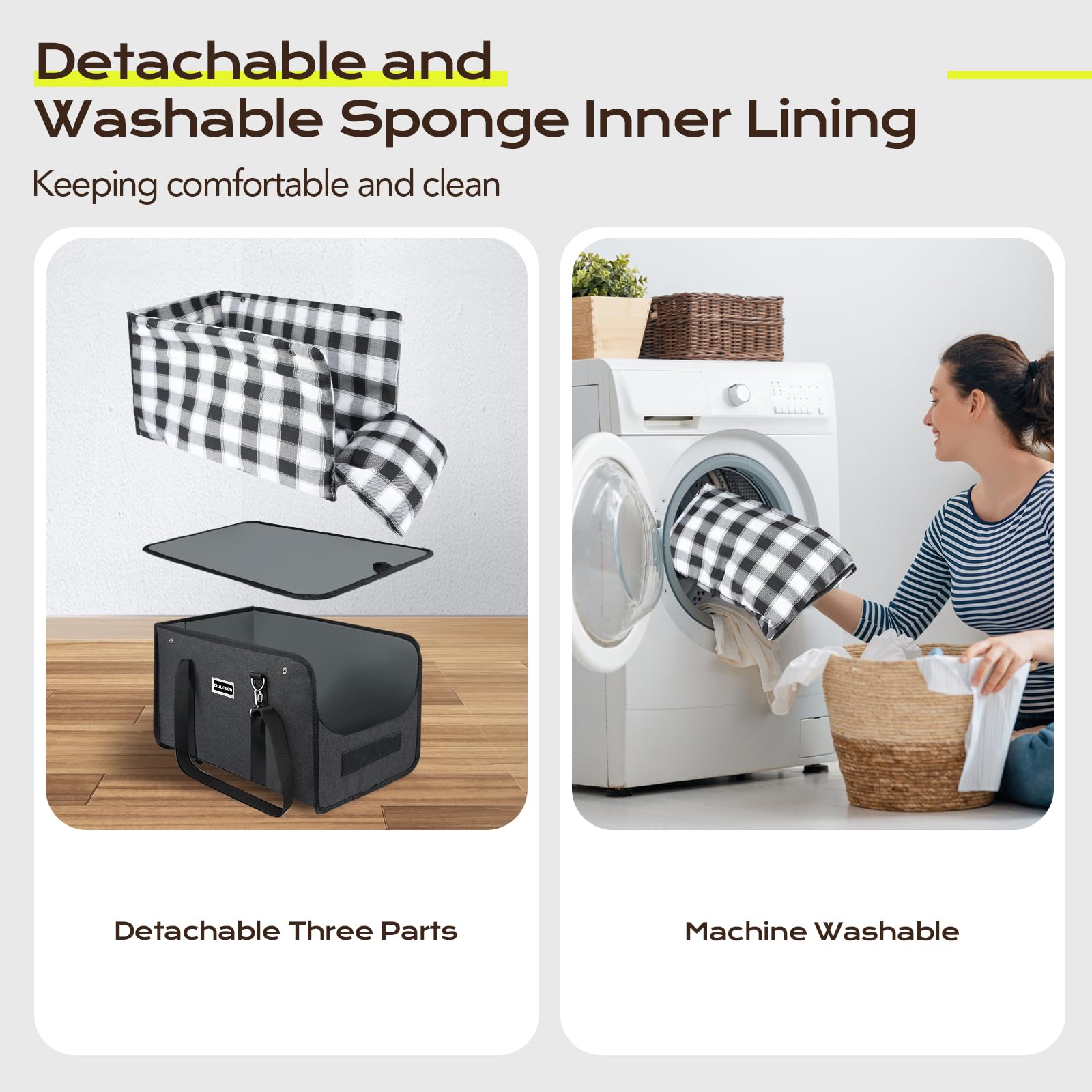 CHZUOBER detachable inner lining shows easy cleaning after trips.