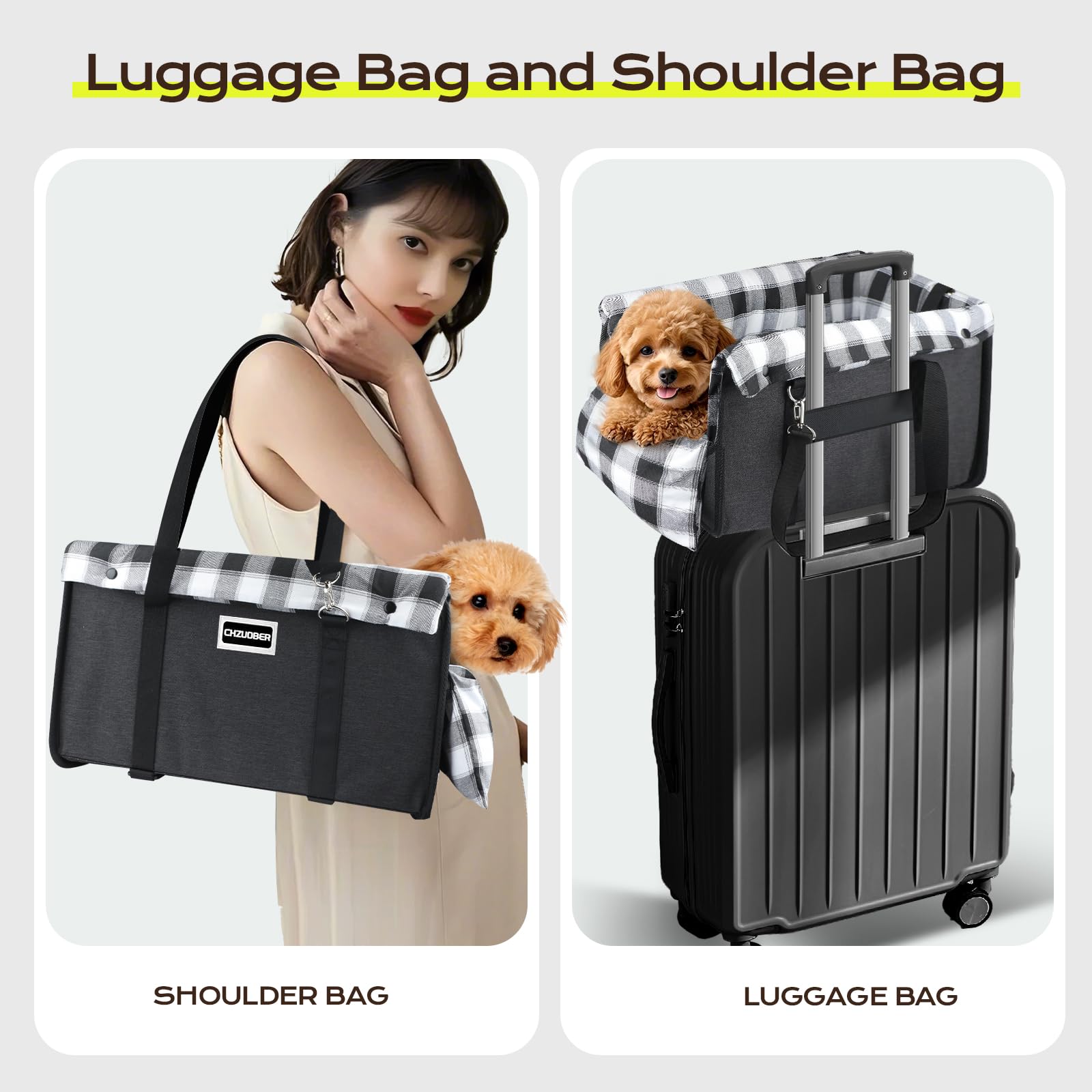 CHZUOBER shoulder carrier setup for casual outings with a small dog.