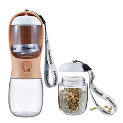 Cibaabo dog water bottle with food container for on-the-go nourishment.